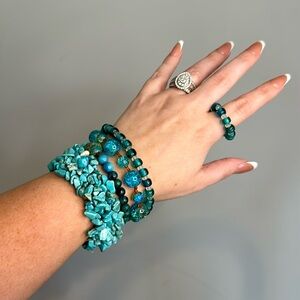 Turquoise Blue Beaded Western Costume Jewelry Bracelets